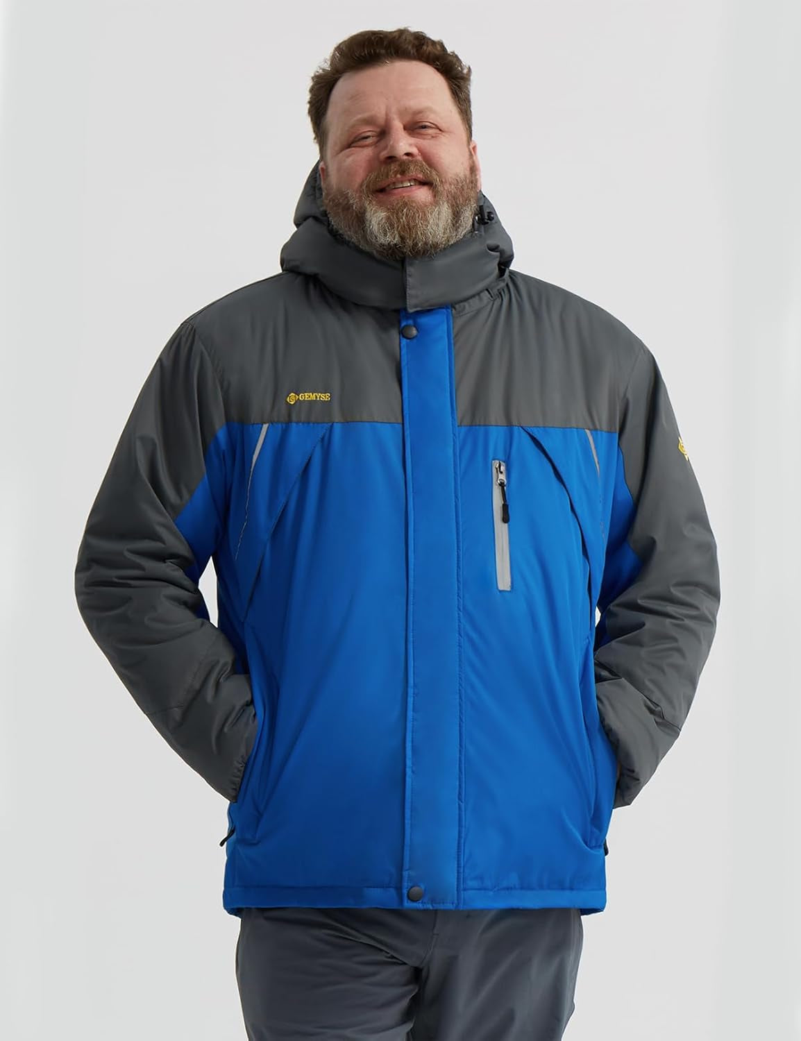 Men'S Windproof Ski Jacket Warm Raincoats Snowboarding Hooded Parka with Multi-Pockets